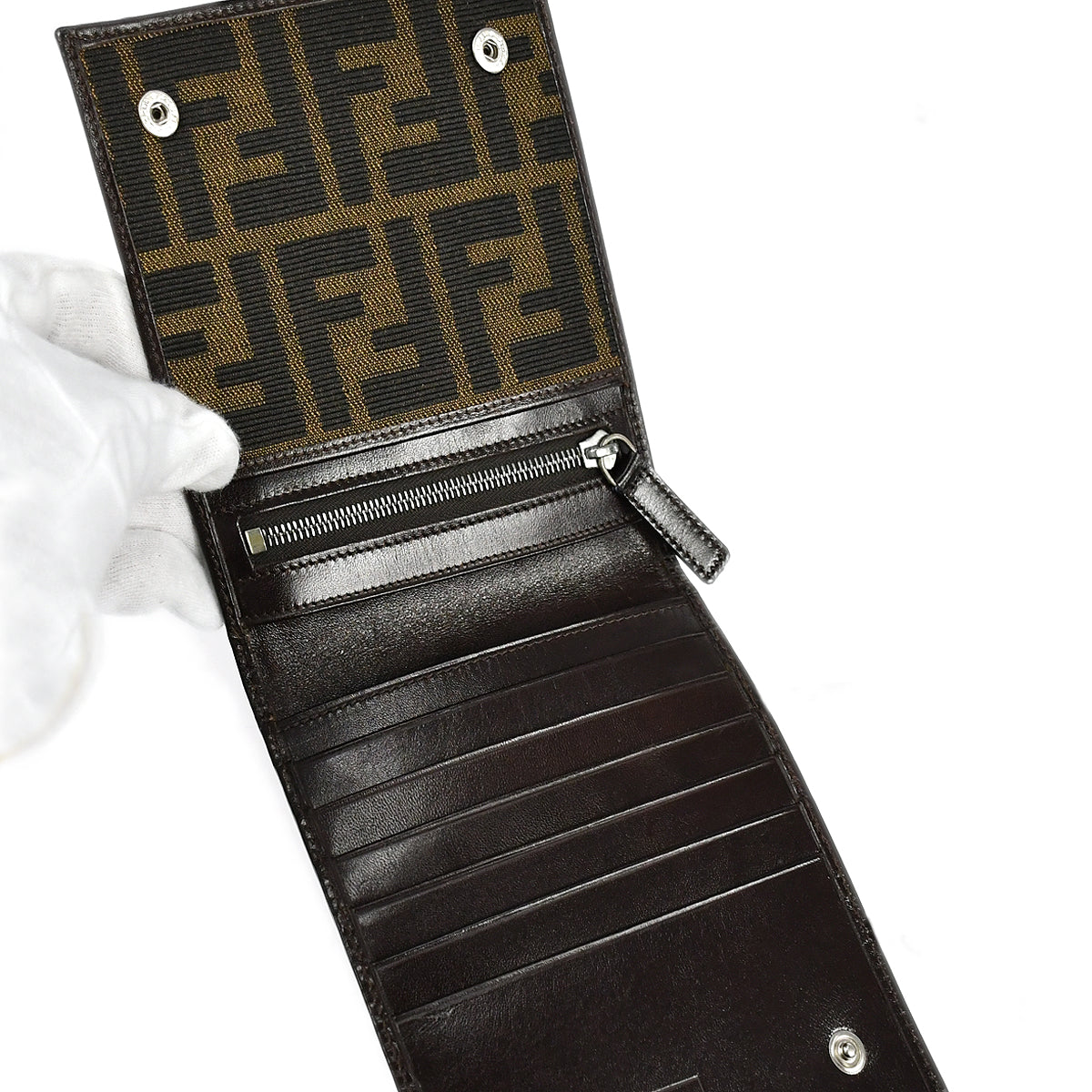 Fendi Zucca Shoulder Wallet Brown