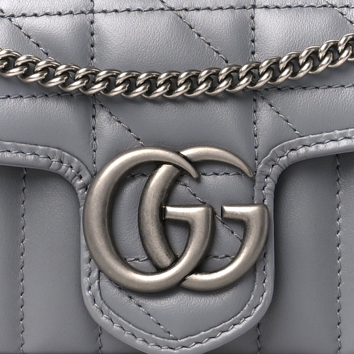 Gucci  Calfskin Matelasse Aria Super Mini GG Marmont Shoulder Bag Deep Grey