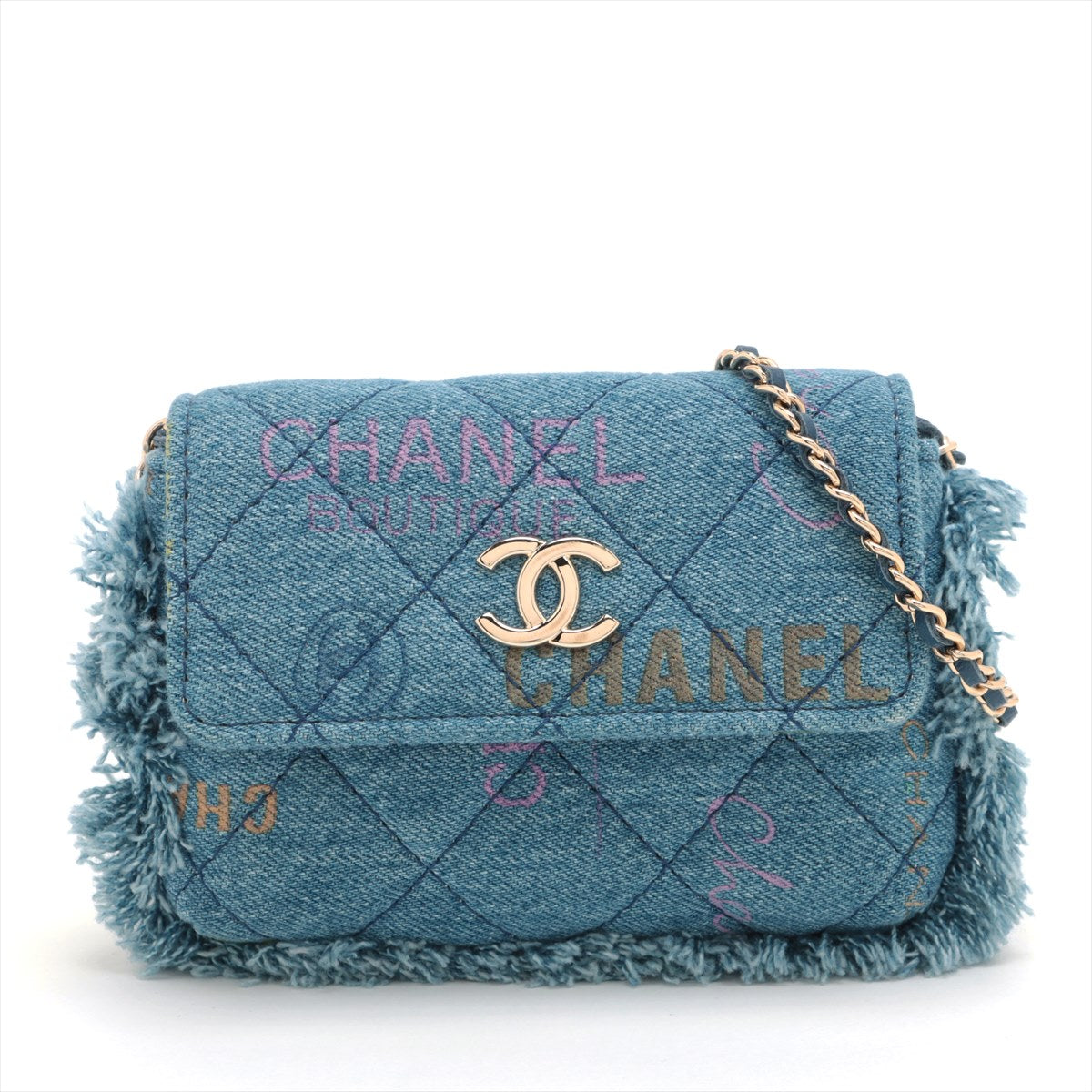 Chanel Mini Matrasse Denim Chain Shoulder Bag Blue G  32rd