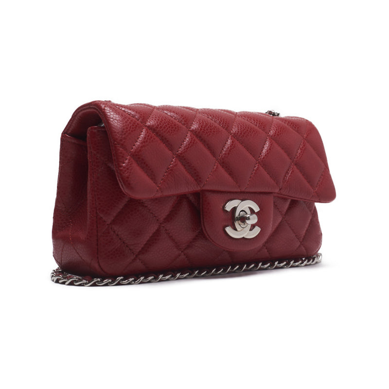 CHANEL 【CHANEL】 Mini Trace Chain Shoulder Caviar S Red (Silver G ) Shoulder Bag Miniature Shoulder Bag  Bag Hybrid 【 Ship】 Netherlands Online