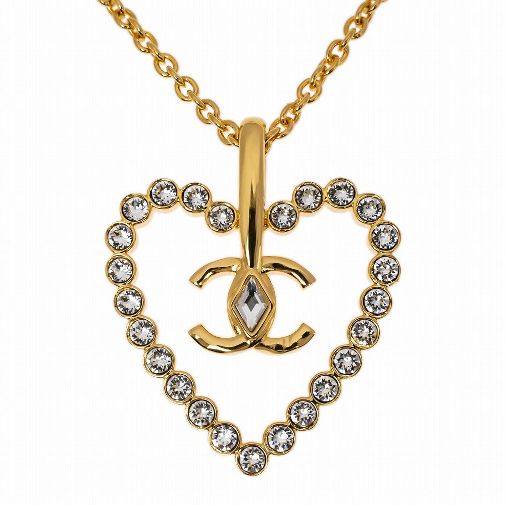 Chanel L23/C Necklace Coco G Heart Line Stone Pendant