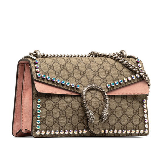 Gucci Dionysus Diamanté Chain Shoulder Bag Monogram Brown 400249