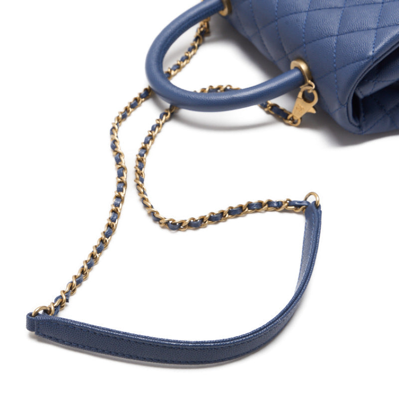 CHANEL Matrasse Coco Handle 2WAY Handbag Caviar S Blue  Handbag  Shoulder Bag Ladies Handbag Hybrid 【 Ship】 Ladies Handbag Ladies Handbag Ladies Handbag Ladies Handbags