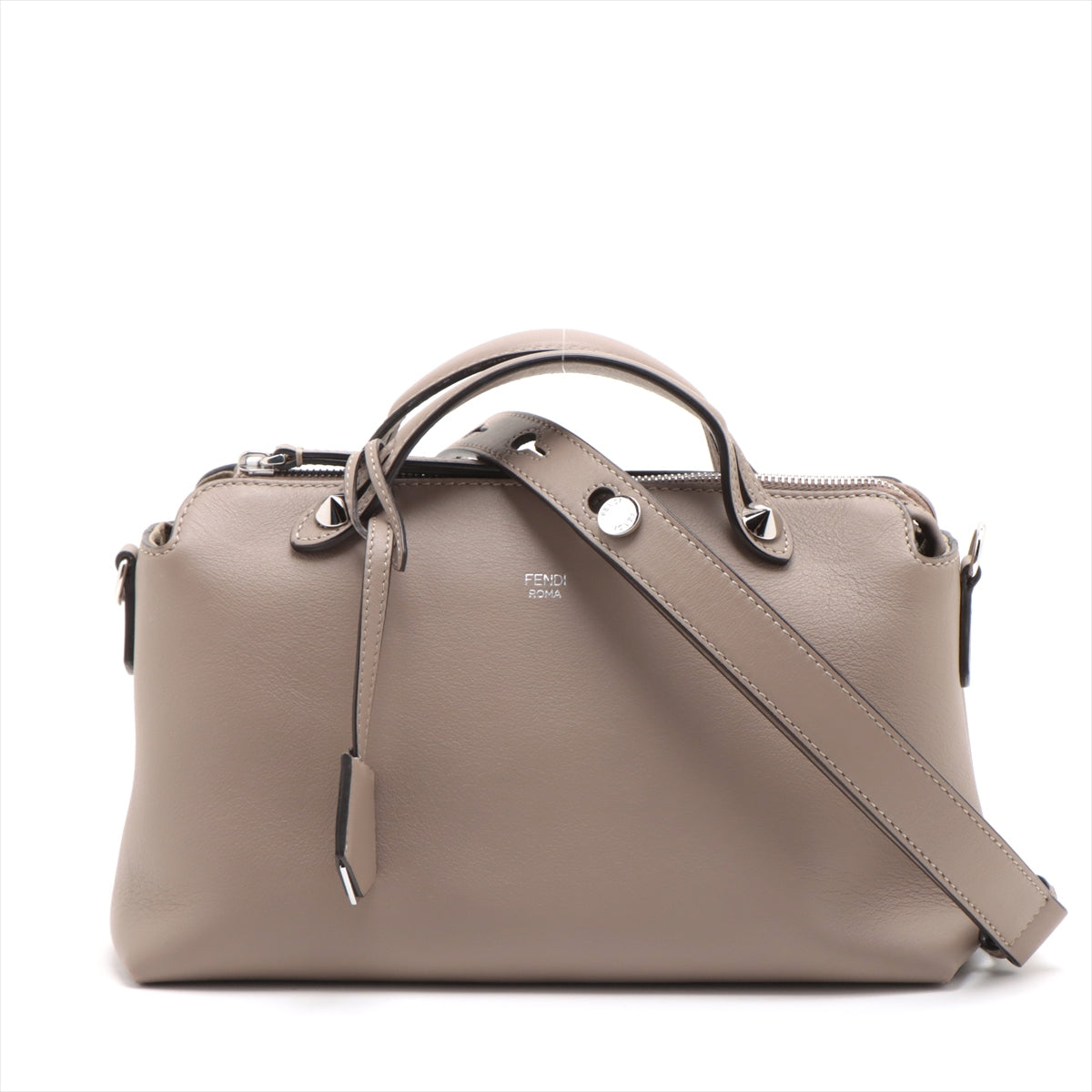 Fendi Byzaw Medium Leather 2WAY Handbag Beige 8BL146