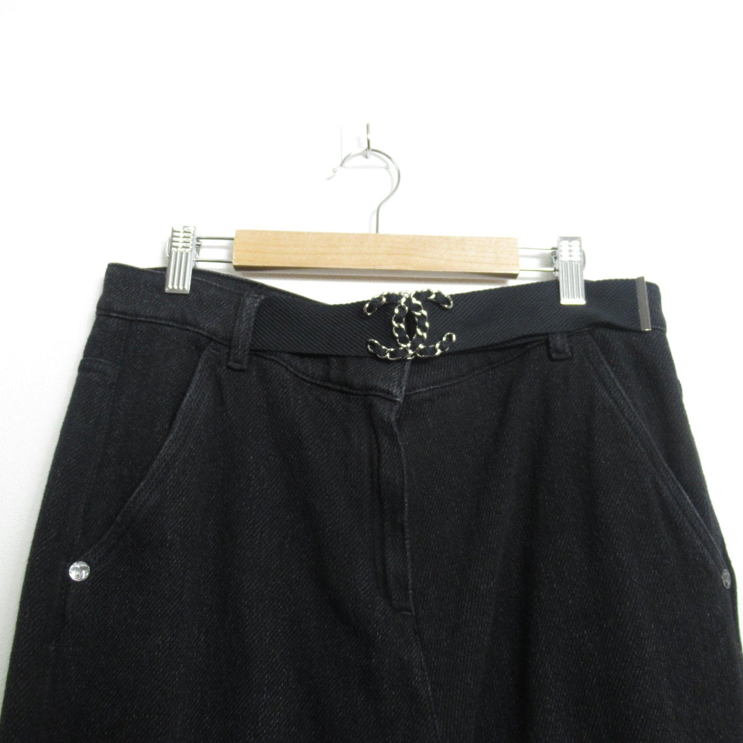 CHANEL CHANEL Wide Pants  Bottoms Cotton  Black P60874V46402