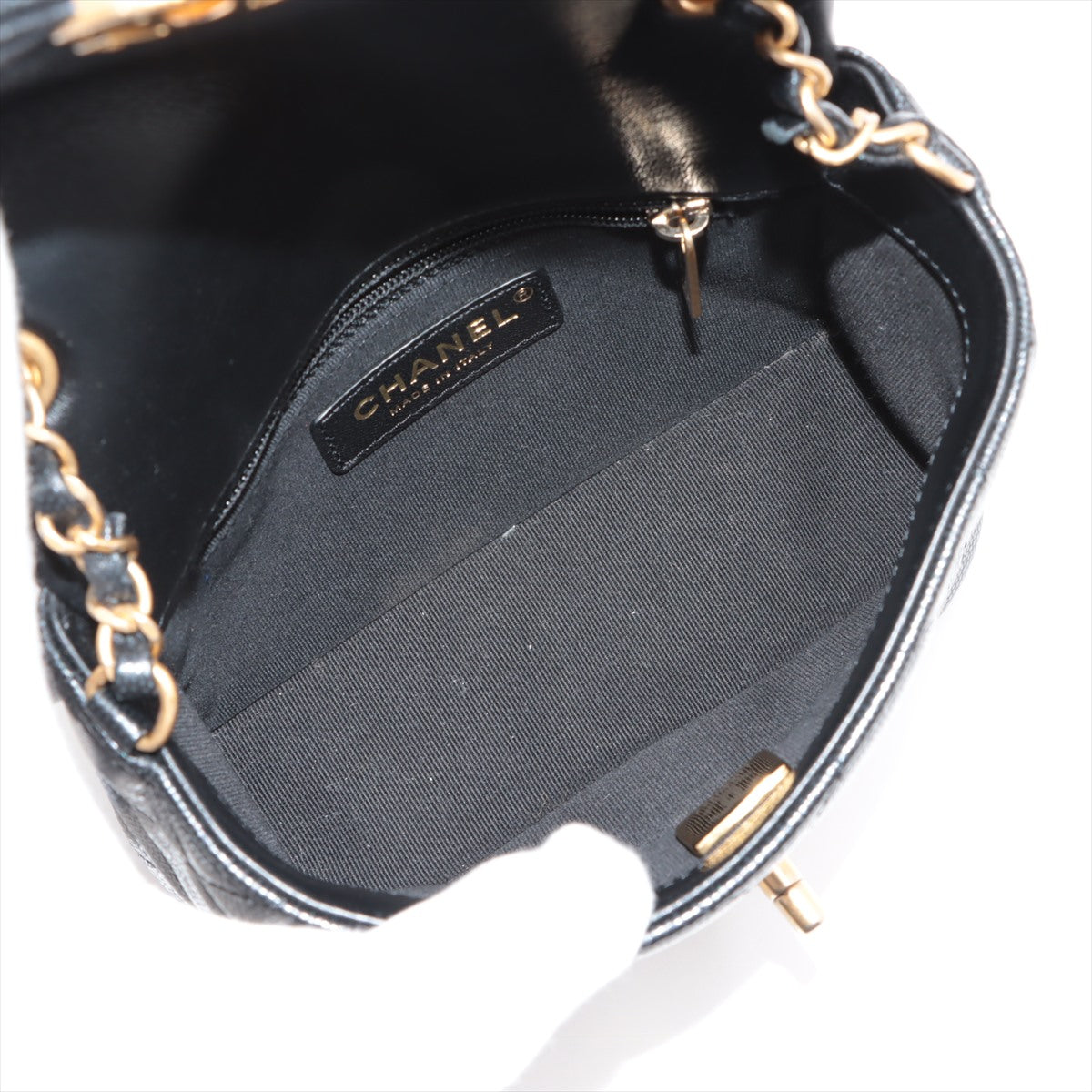 Chanel Mini Matrasse Caviar S Single Chain Bag Black G Gold