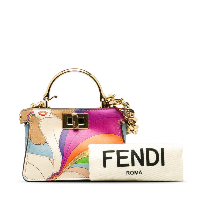 FENDI Peekaboo Nano Handbag 7AS088 Multicolor Calf Leather