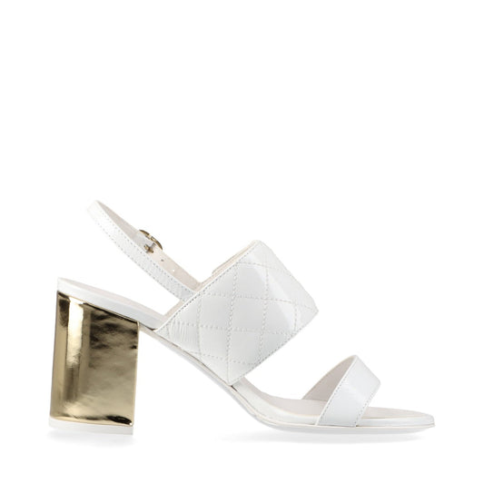 Chanel Coco 23P Patent Leather Sandals 35C  White X G G39730 Matrasse Strip Box  Bag