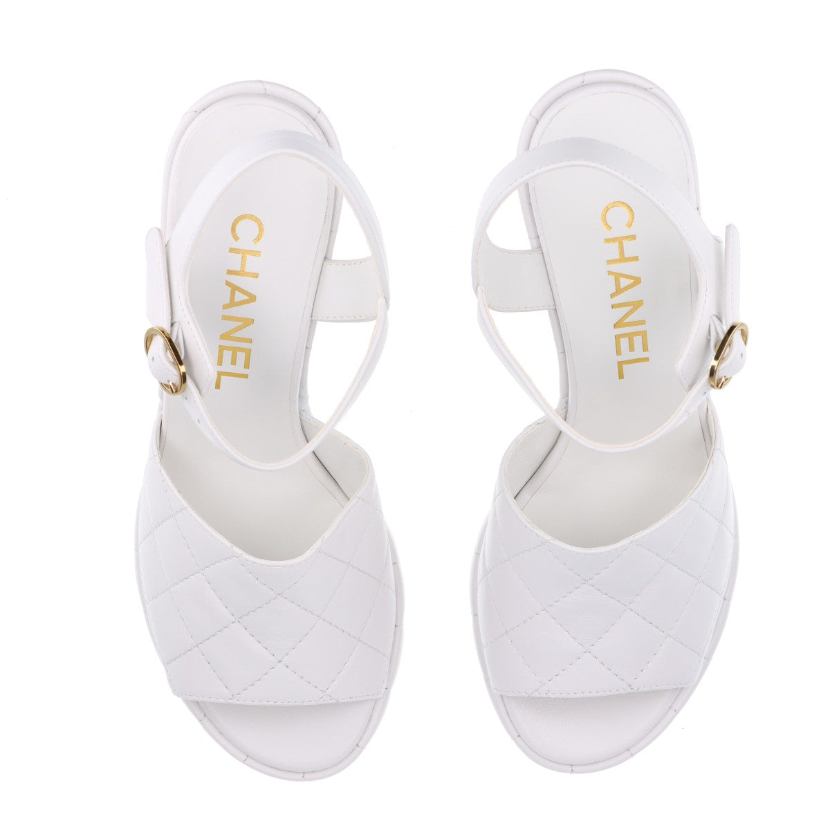 Chanel Coco Leather Sandals 35  White G45637