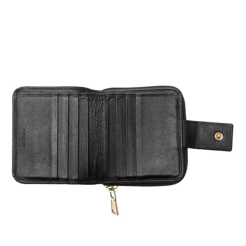 Saint Laurent Logo Double Fold Wallet Roundfooner Compact Wallet Black Leather  Saint Laurent  Folded Wallet