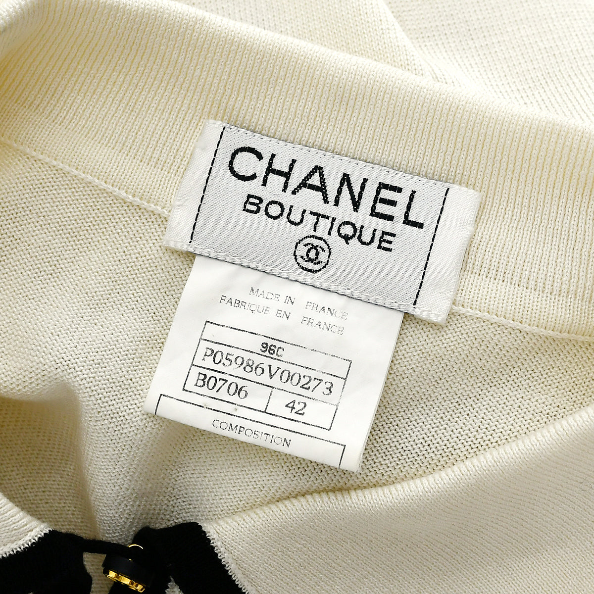 Chanel Polo T-shirt White 96C #42