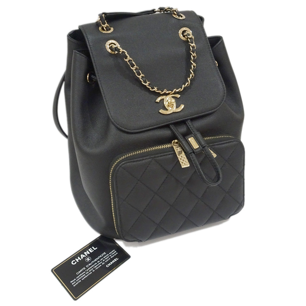 Chanel Affinity Matrasse Backpack A93748 Greyhound Ss Caviar Skins Black G Gold  Rucksack