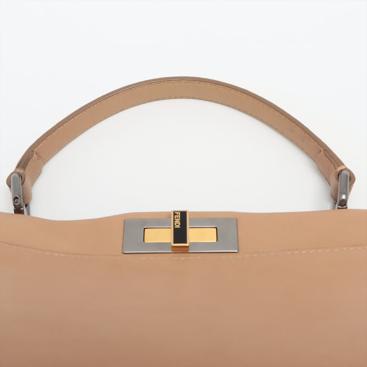 FENDI Peekaboo Lodge Handbag in Leather Beige 8BN210