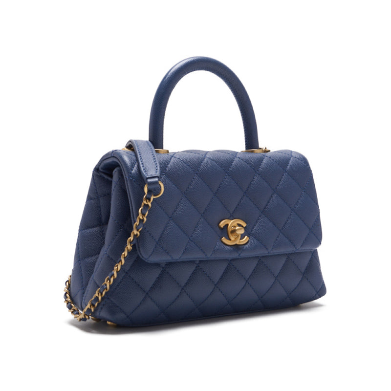 CHANEL Matrasse Coco Handle 2WAY Handbag Caviar S Blue  Handbag  Shoulder Bag Ladies Handbag Hybrid 【 Ship】 Ladies Handbag Ladies Handbag Ladies Handbag Ladies Handbags