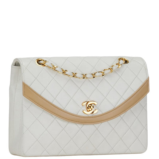 Chanel Matrasse Diana 25 Coco Chain  Chain Handbag White Beige Leather  Chanel