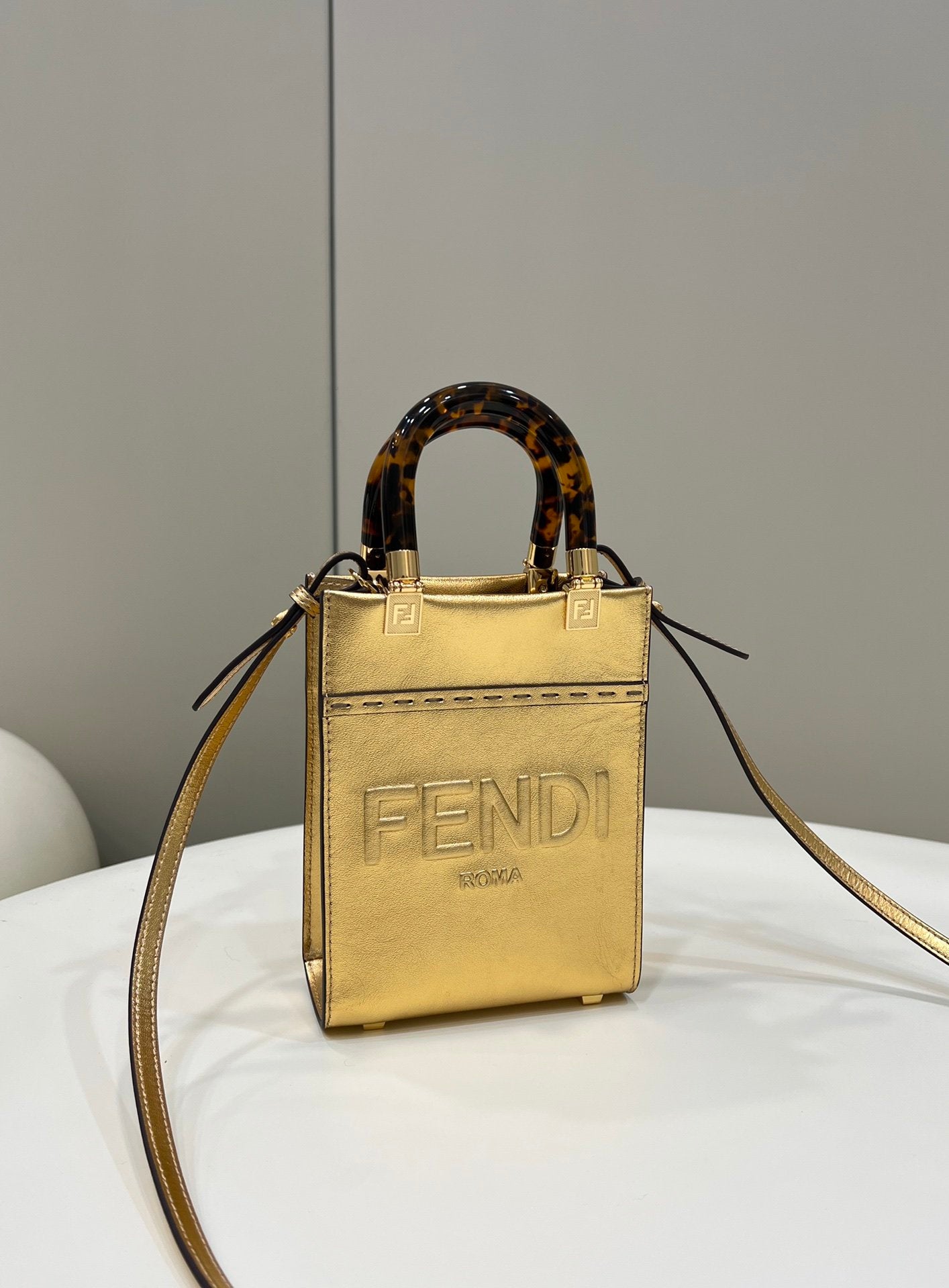 Fendi Mini Sunshine Shopper Gold