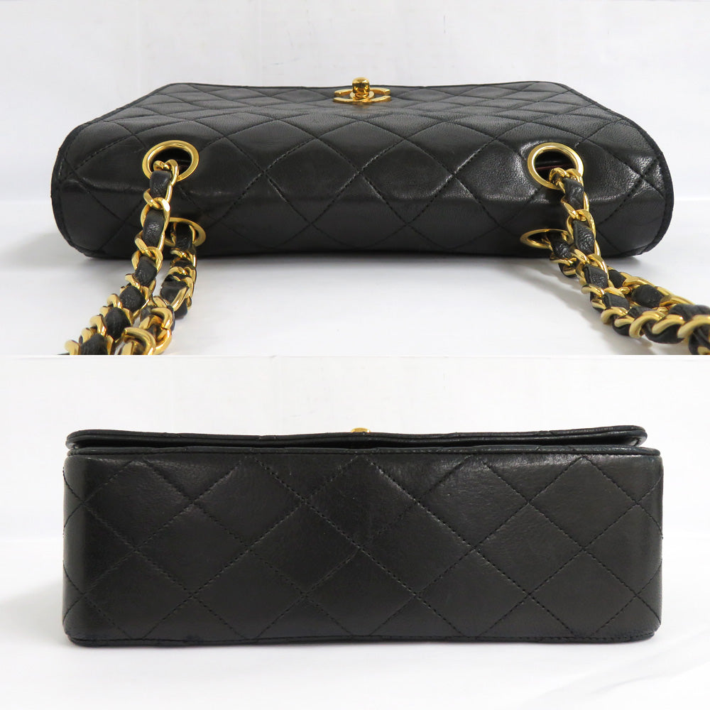 CHANEL Chanel Matrasse Full Flap Double Chain Shoulder Bag  Black G  1st Vintage Coco Leather