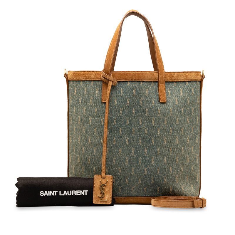 Saint Laurent 2WAY Blue Beige Denim Tote Bag