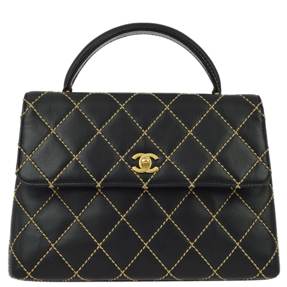 Chanel Black Calfskin Wild Stitch Kelly 30