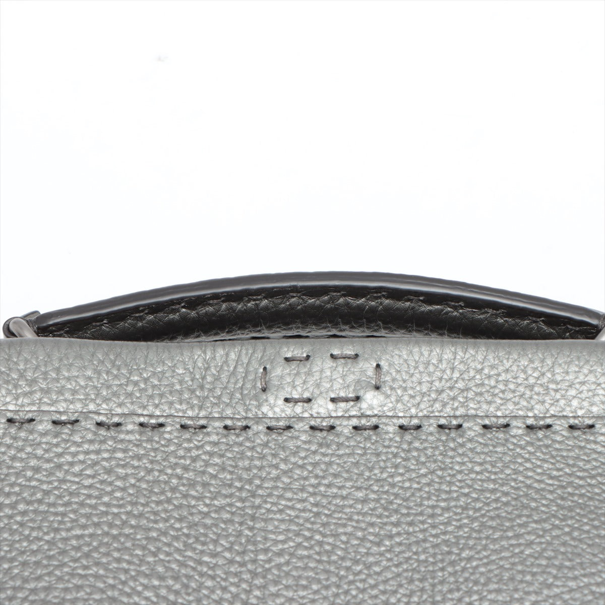 Fendi Selleria Pica Boufit Mini Leather  Pearson 2WAY Handbag Silver 7VA422