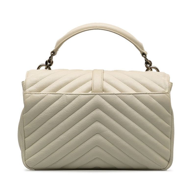 Saint Laurent Monogram Sacchel Handbag 2WAY 392737 White Leather  Saint Laurent