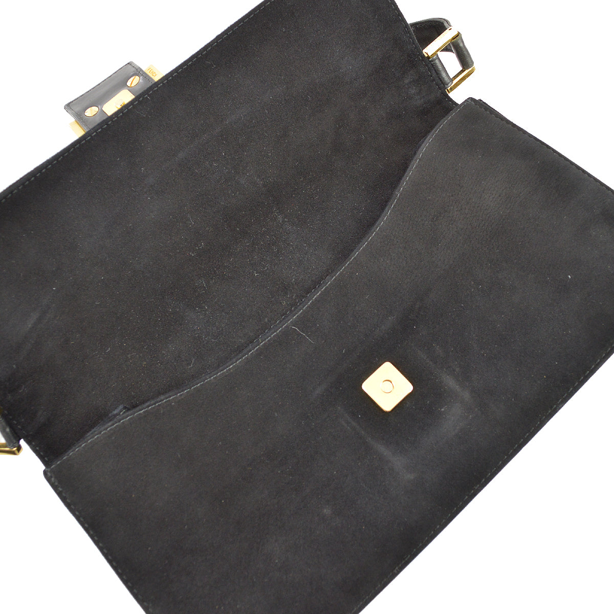 Fendi Black Suede Baguette Handbag