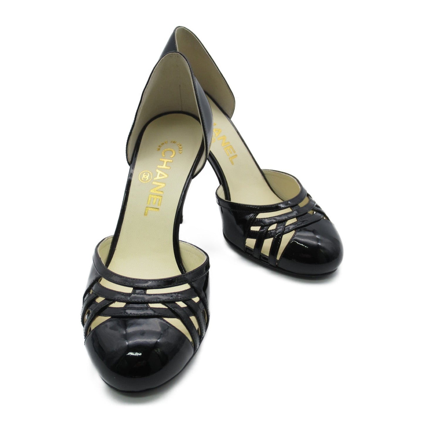 Chanel Patent Head Pump Shoes Patent Leather  Black G28915