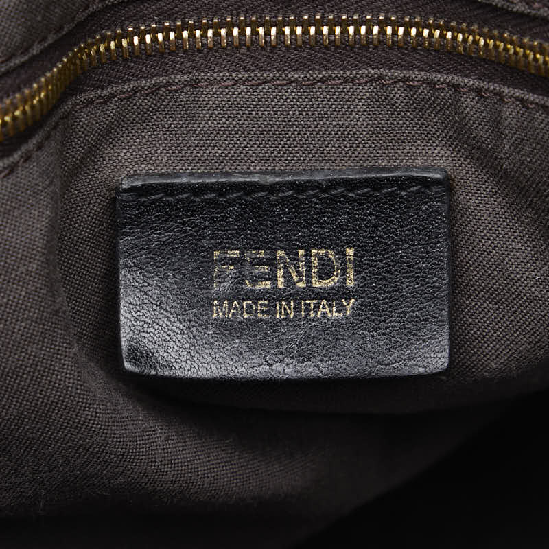 Fendi Zucca Handbag 8BN158 Black Canvas Leather Ladies Fendi