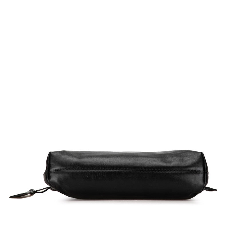 Chanel Logo Clutch Bag Clutch Black Leather  Chanel