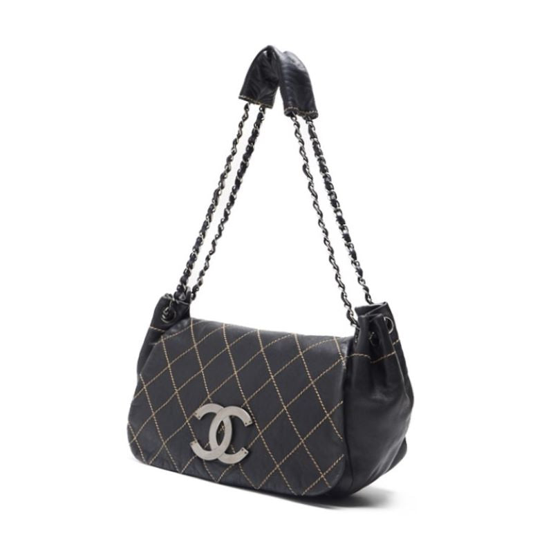 Chanel Wild Stitch Coco Chain Shoulder  Black (Silver ) Shoulder Bag Mini Shoulder Bag  Shoulder Bag Hybrid 【 Ship】 Acoustic s Online