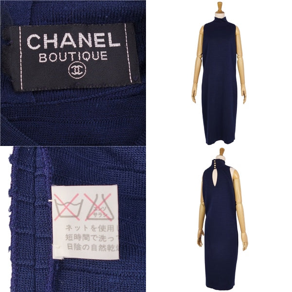 Vint Chanel Chanel One Earrings  Sleeve Coco s Tops  M Equivalent Navysic Navy