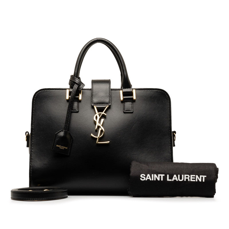 Saint Laurent Monogram Cabas Handbag 2WAY 568853 Black Leather  Saint Laurent