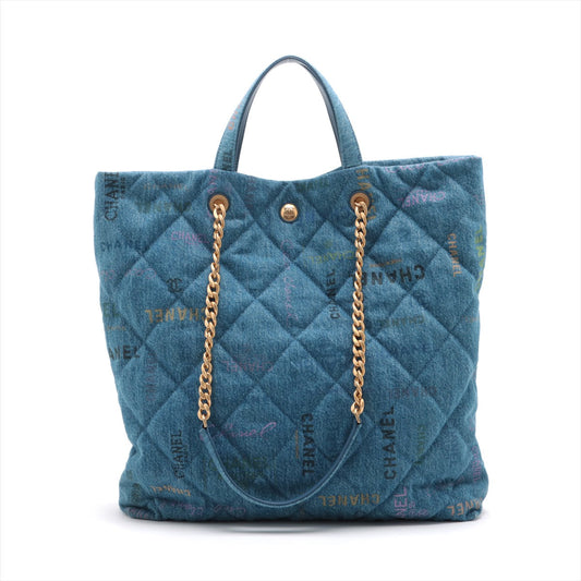 Chanel Matrasse Denim x Leather Chaintot Bag 2WAY Blue G  AS3128