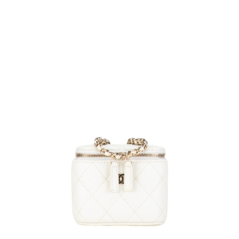 Chanel Matrasse Coco Chain Mini Bag Shoulder Bag Pochette White Caviar S  Chanel