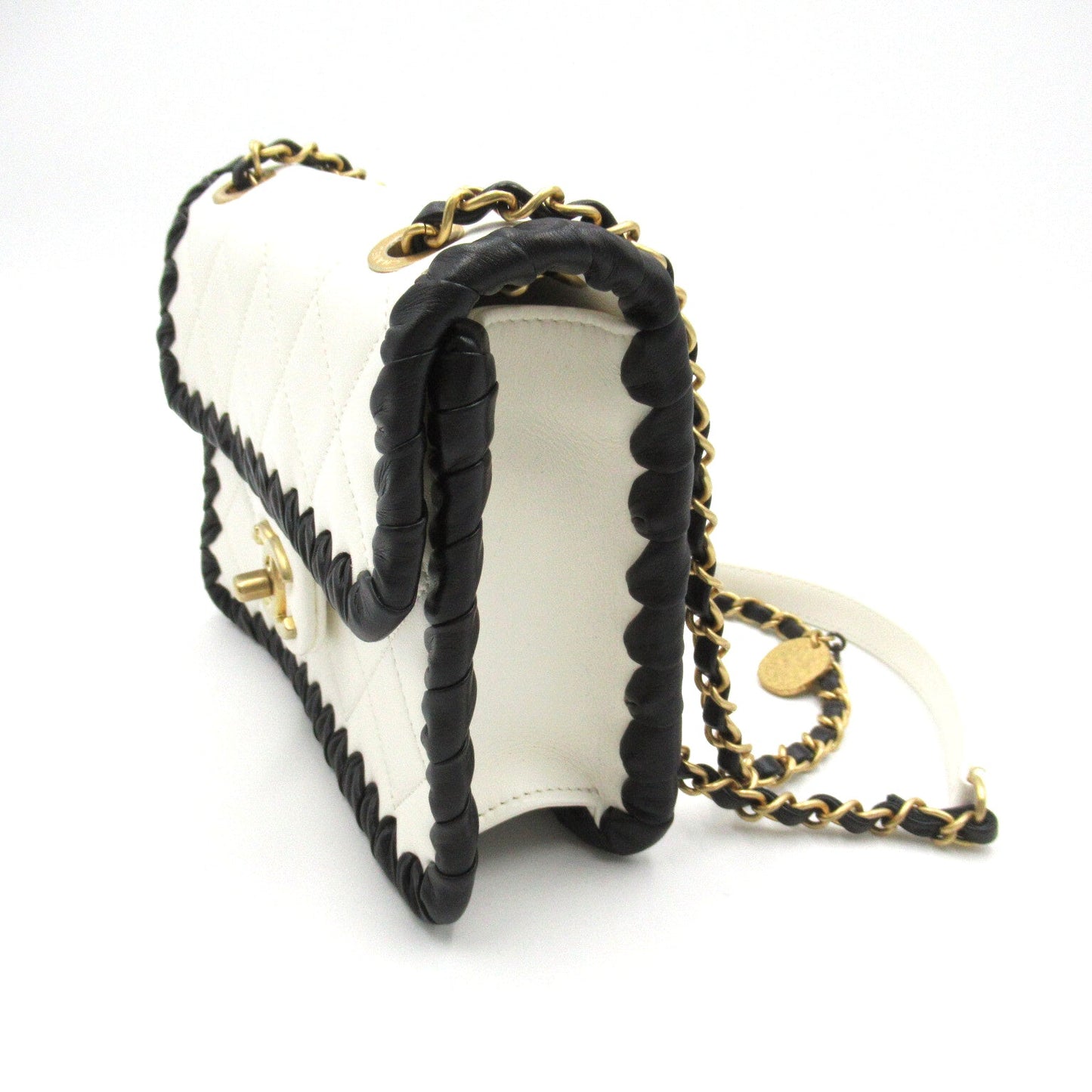 Chanel Chain Shoulder Chain Shoulder Bag  White/Black Chain Shoulder