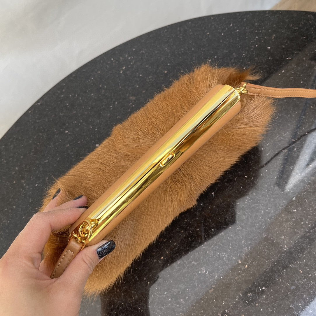 Fendi Fendirst Small Brown Fox Fur Bag For Woman 26cm/10in