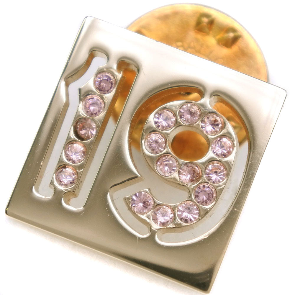 Chanel CHANEL .19 Brooch Pin Brochure G   Line Stone Gold  4.1g No.19  【 Secondary】