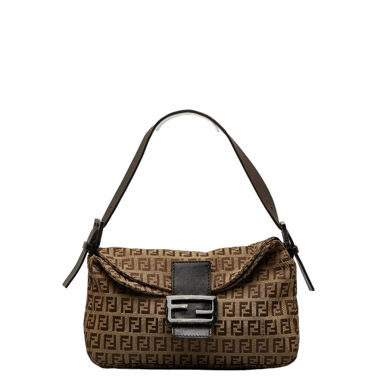 FENDI Mamma Baguette in Canvas Leather Brown 8BR003 Ladies