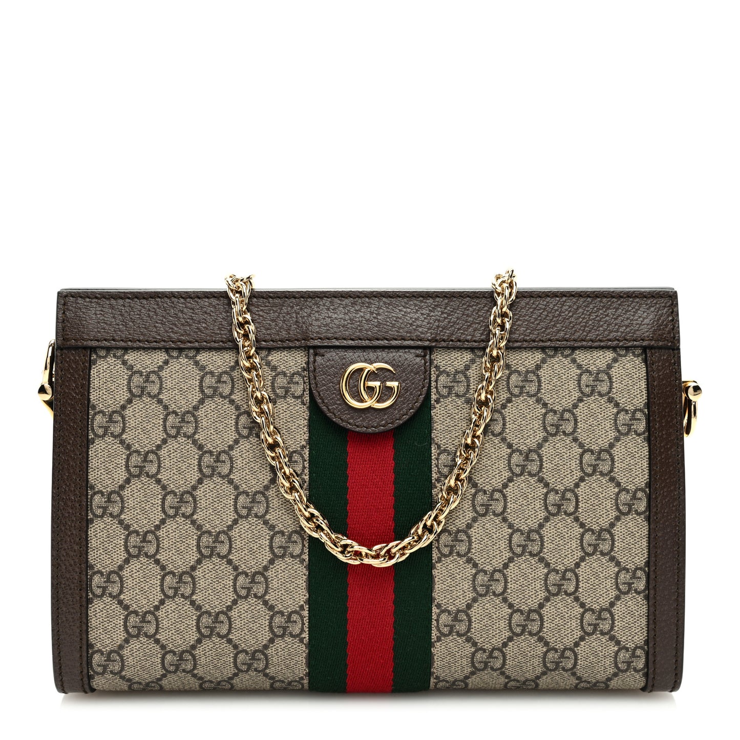 Gucci  GG Supreme Monogram Web Small Ophidia Chain Shoulder Bag Brown