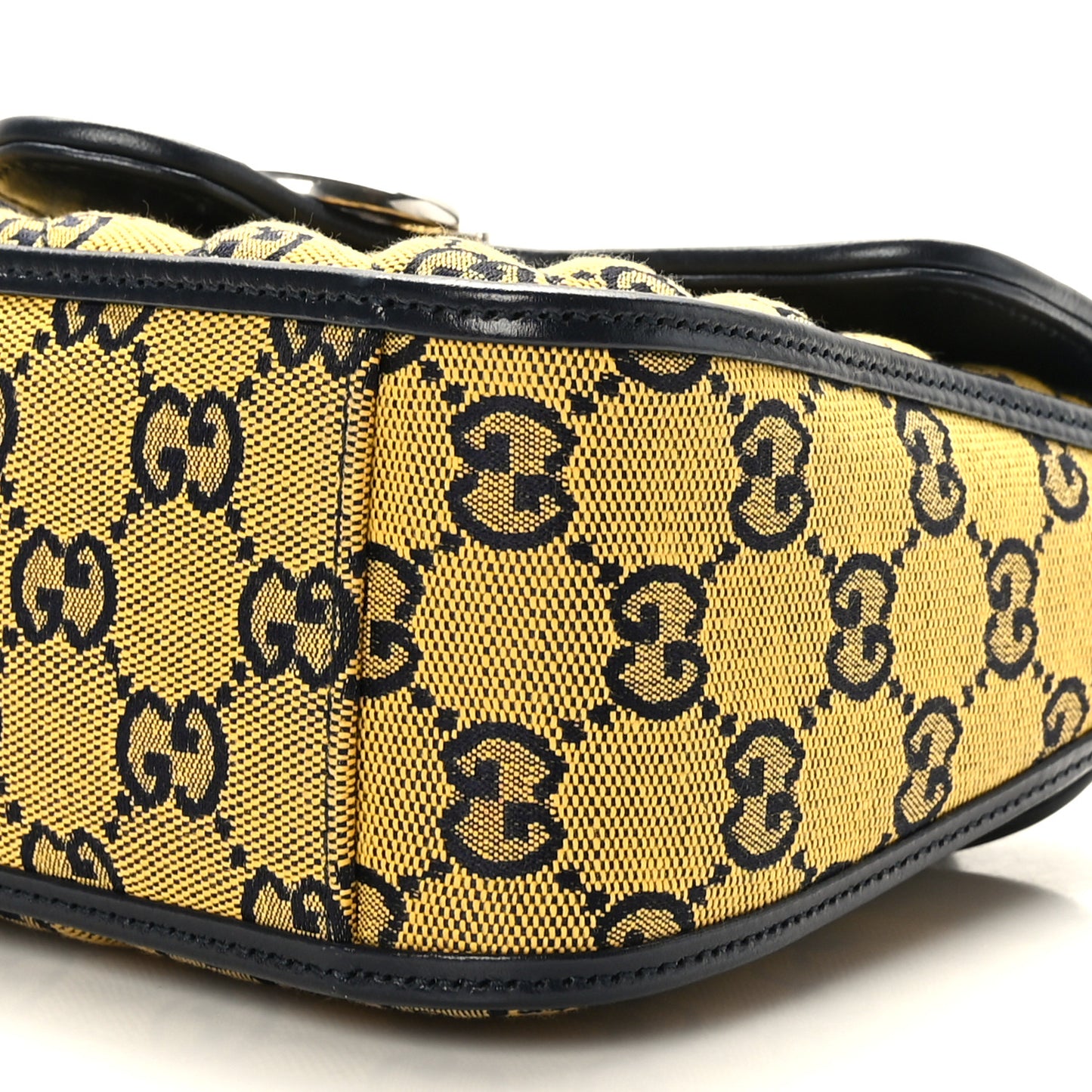 Gucci  Monogram Multicolor Matelasse Diagonal Mini GG Marmont Top Handle Shoulder Bag Yellow