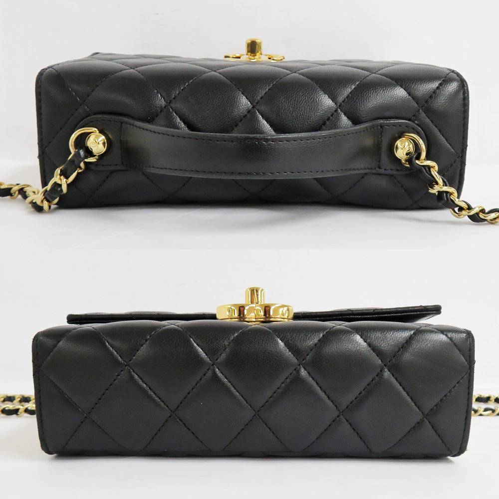 Chanel Top Handle Chain Bag  Black G  Chain S Bag Black Leather