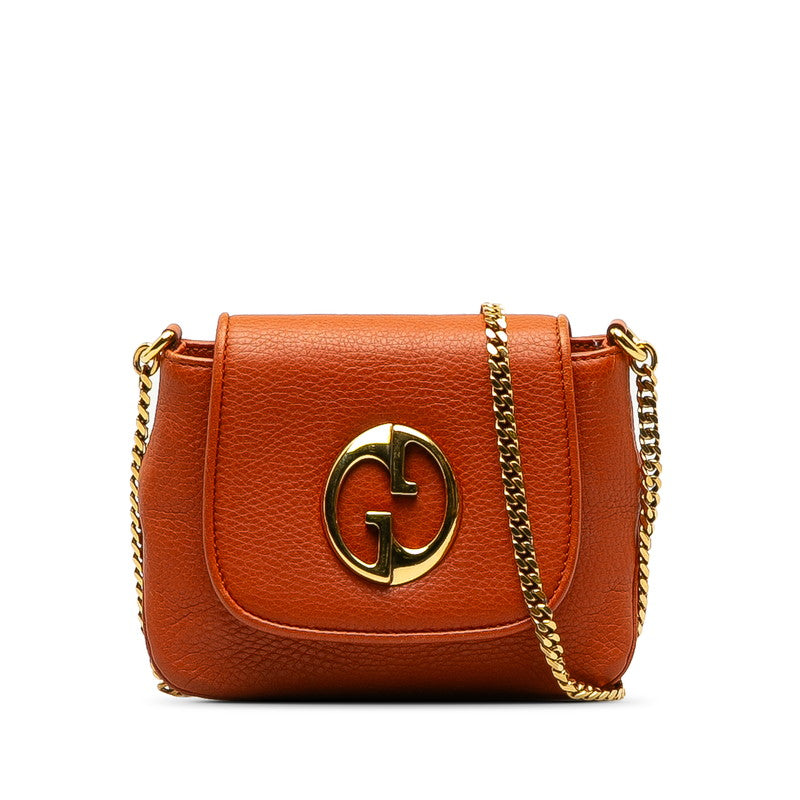 Gucci Double G 251821 Shoulder Bag Calf Leather Orange Vintage