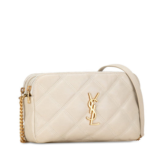 Saint Laurent Becky YSL Double  Twisted Chain Shoulder Bag GUE608941 Beige Leather  Saint Laurent