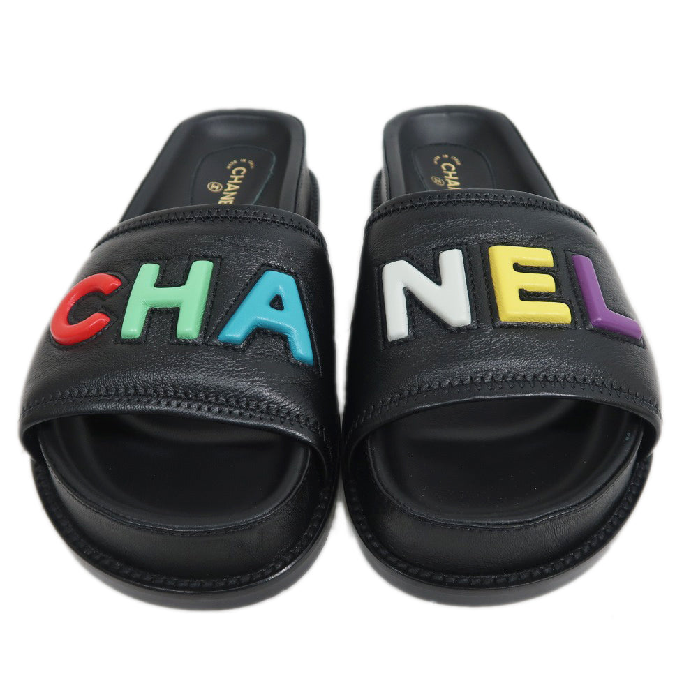 Chanel Multicolor Logo Sandals G38933 Black Size 36C