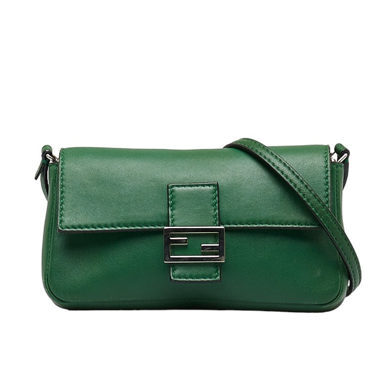 Fendi Micro Bucket Handbag Shoulder Bag 8M0354 Green Leather