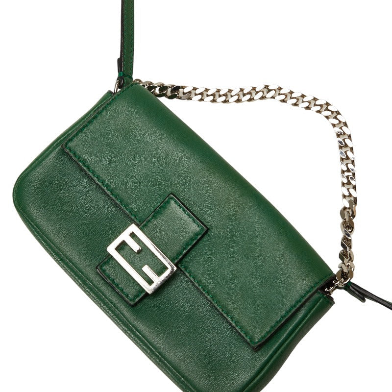 Fendi Micro Bucket Handbag Shoulder Bag 8M0354 Green Leather