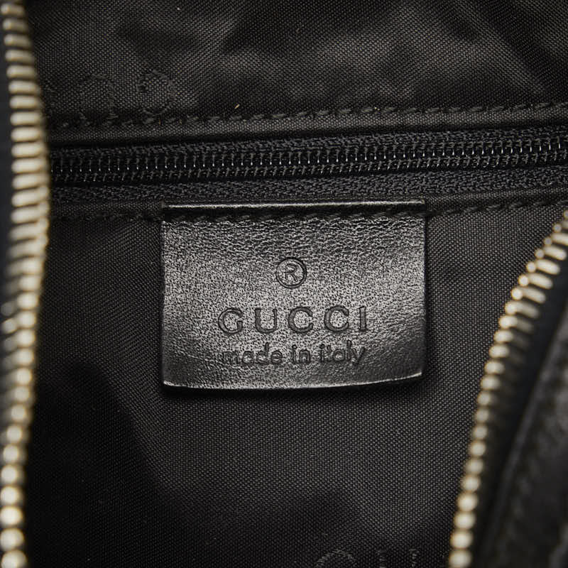 Gucci GG One Shoulder Bag Handbag 002 058 Black Canvas Leather Women's