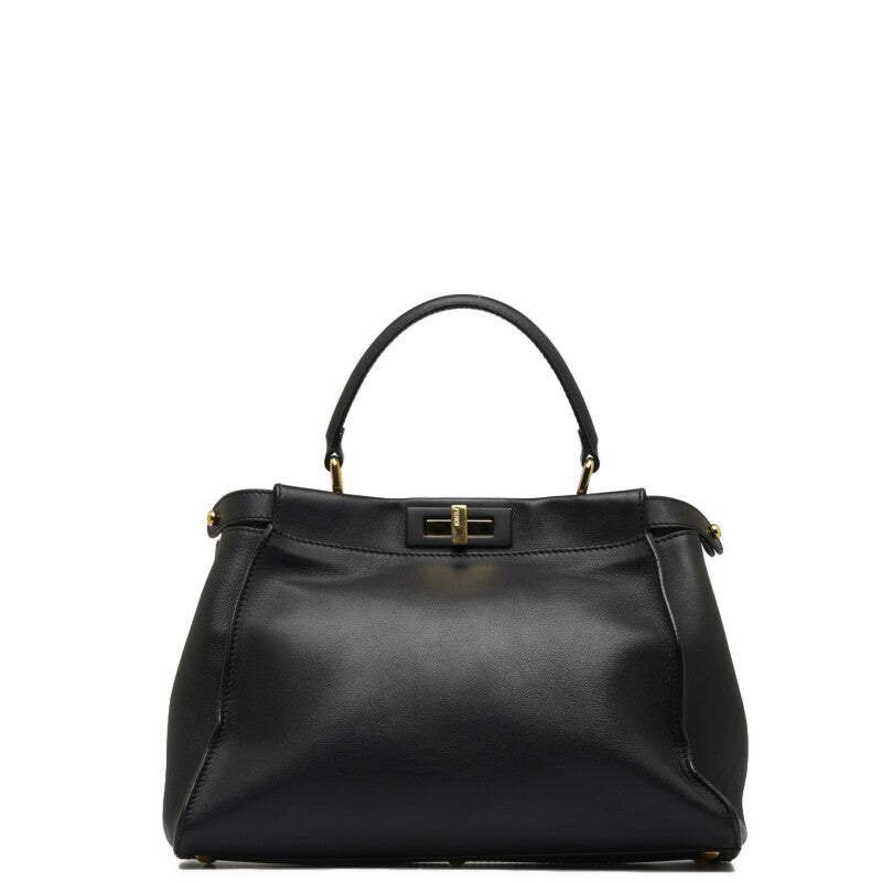 Fendi Peekaboo Handbag 8BN290 Black Leather