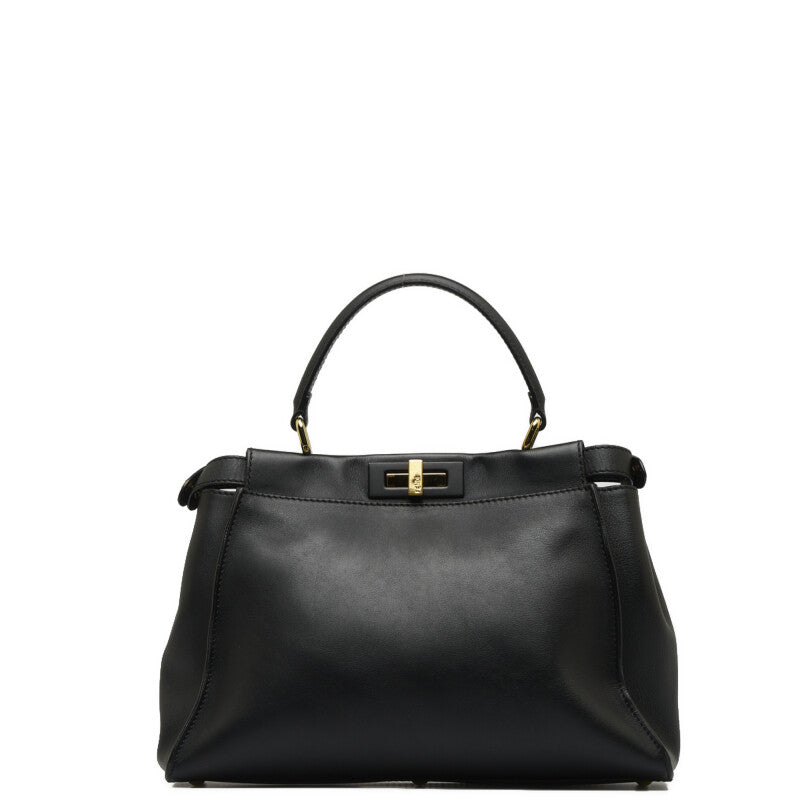 Fendi Peekaboo Handbag 8BN290 Black Leather