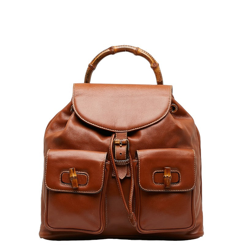 GUCCI Bamboo Backpack in Leather Brown 1998